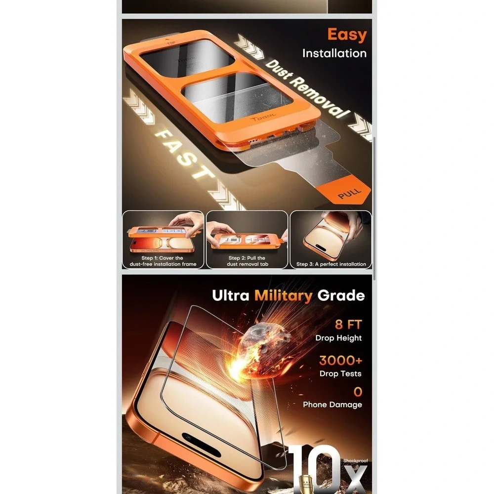 TOCOL for iPhone 17 Pro Screen Protector/iPhone 16 Pro  6.3